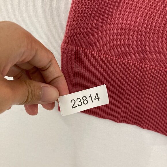 New Cable & Gauge Large Rust Red V Neck Short Sleeve Light Knit Sweater Elegant - Picture 9 of 9